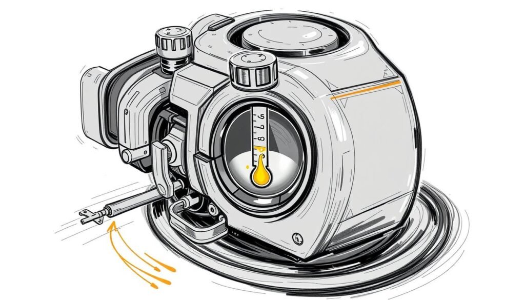 Image of a 4-cycle lawn mower oil reservoir Image of a 4-cycle lawn mower oil reservoir