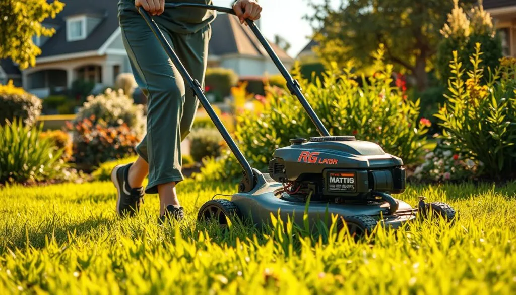 how many calories do you burn when mowing the lawn