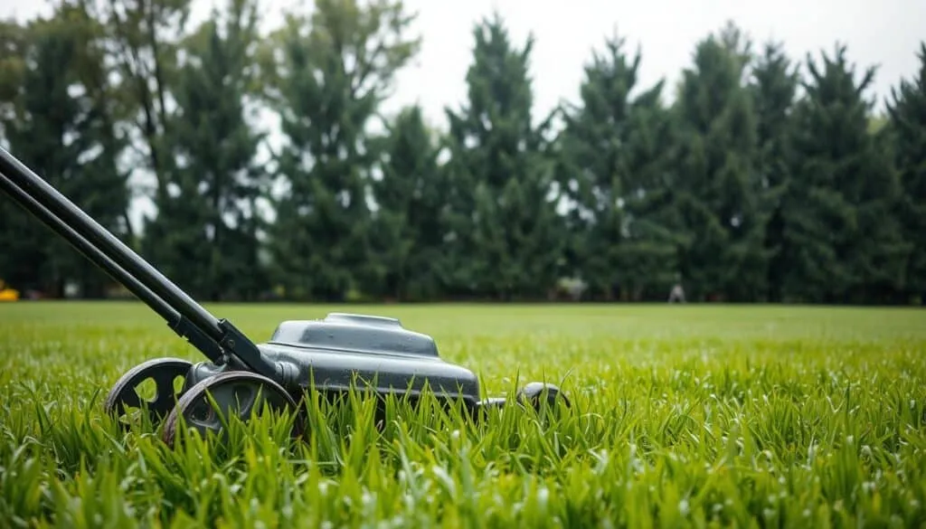is it bad to mow the lawn in the rain