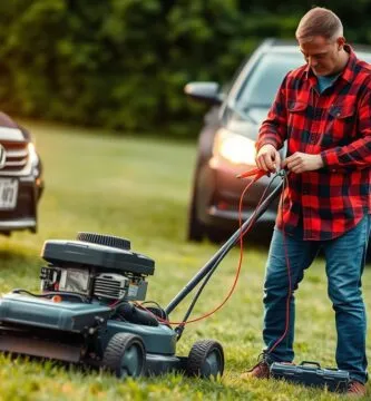 can you jump a mower battery with a car