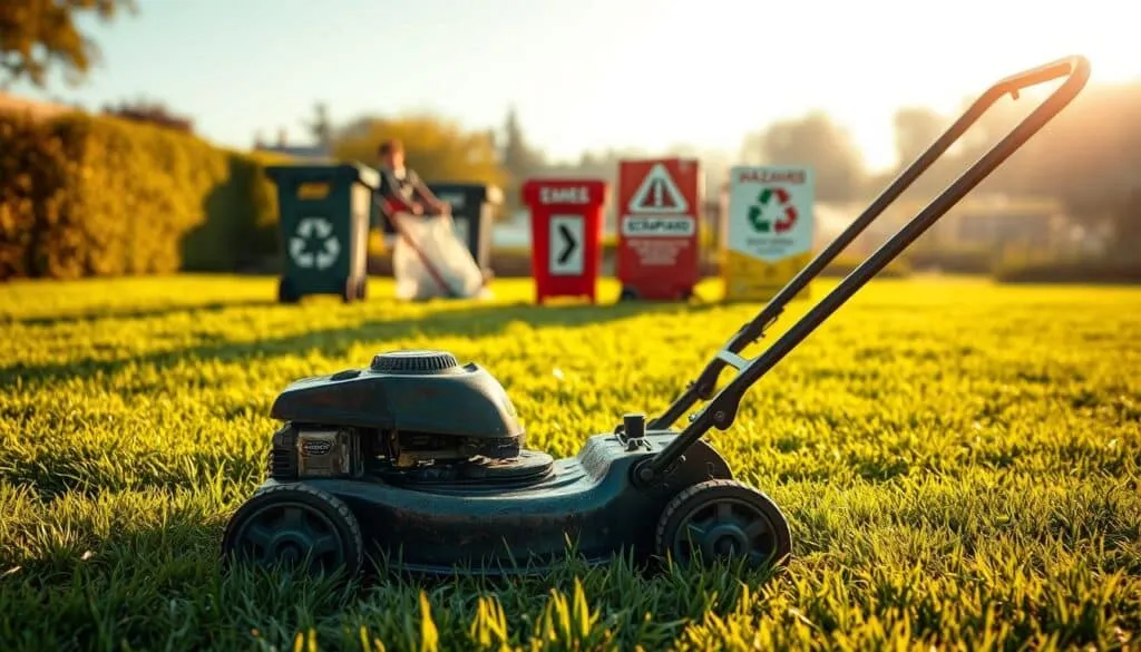 where to dump lawn mower