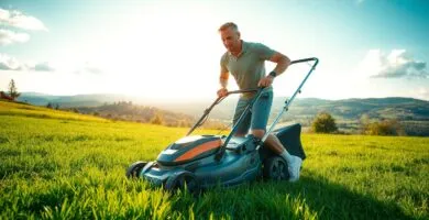 how many calories burned mowing grass