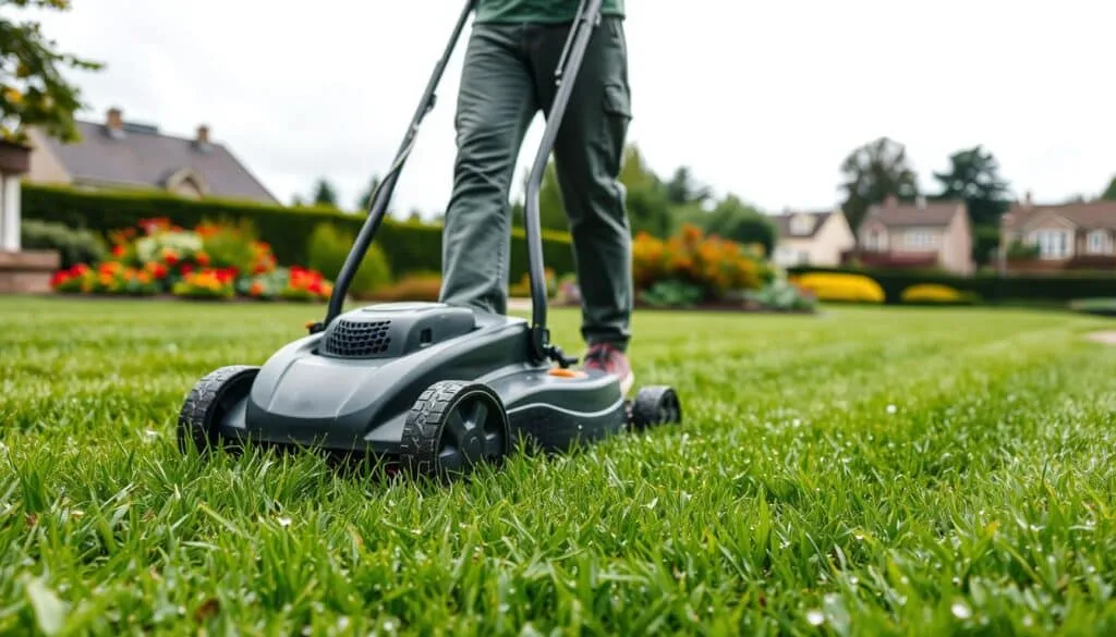 can you mow damp grass