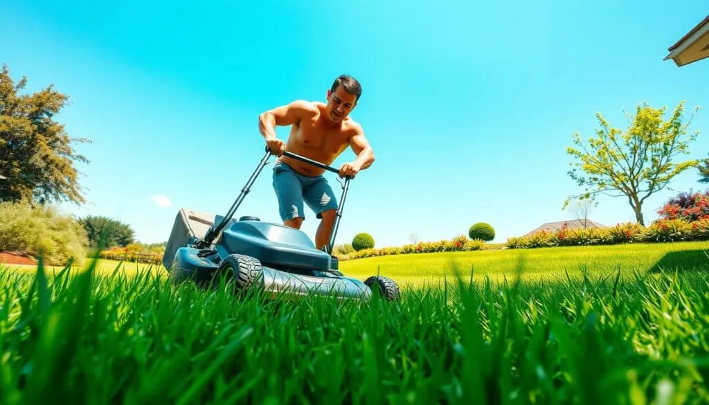 is mowing the lawn a workout