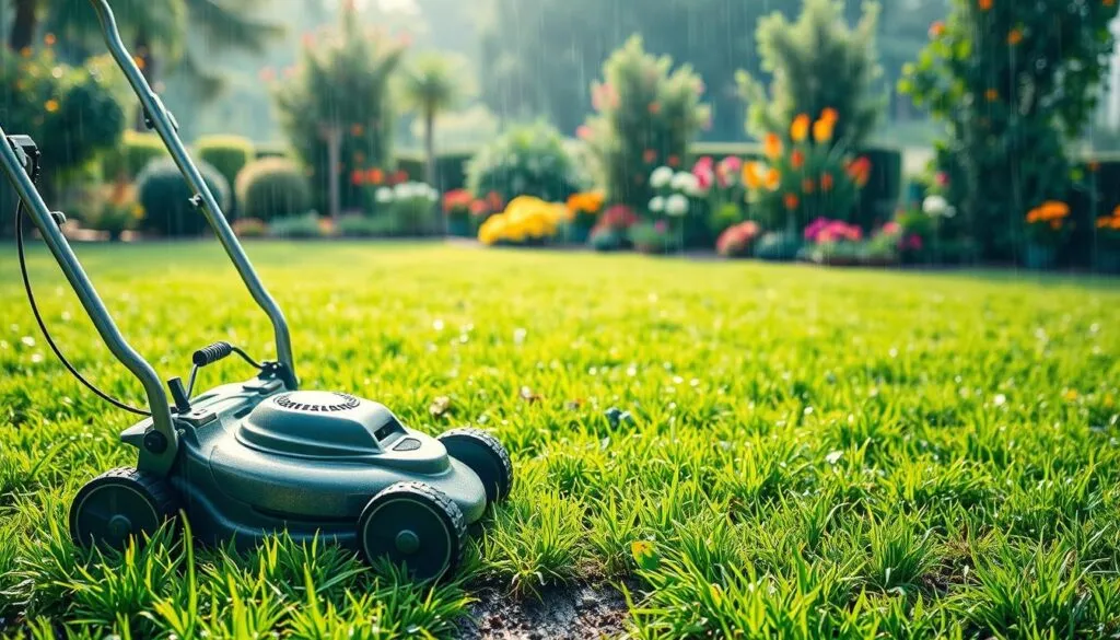 can i mow after rain