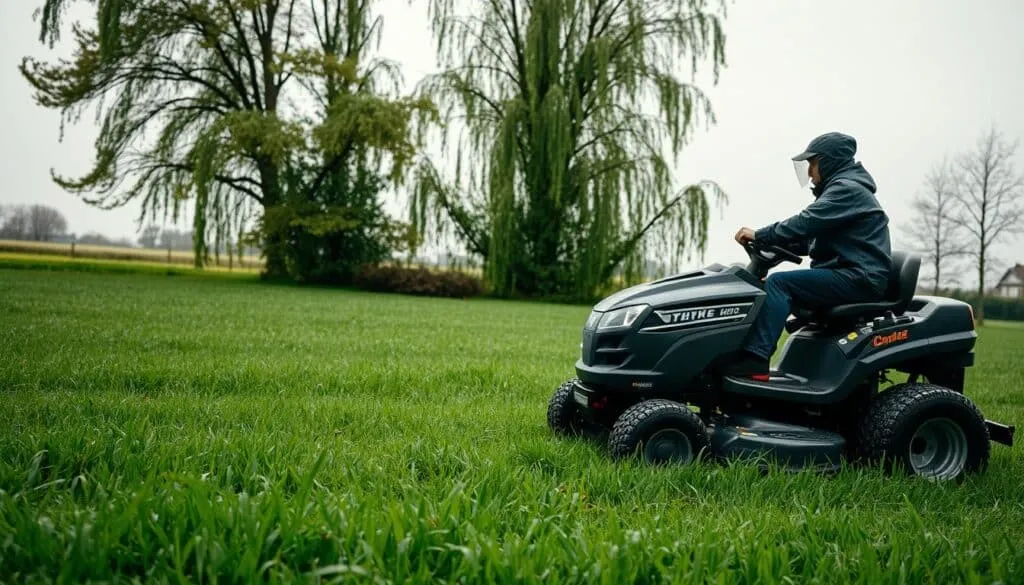 can you mow lawn when wet