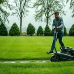 is it bad to mow a wet lawn