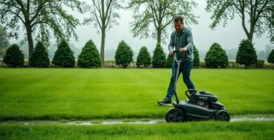 is it bad to mow a wet lawn