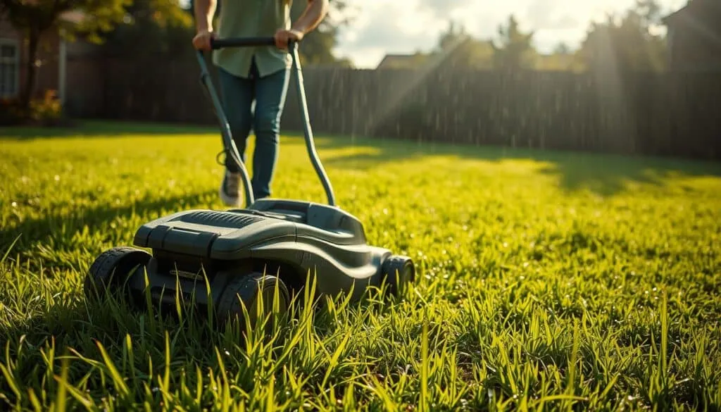 is it okay to mow after rain