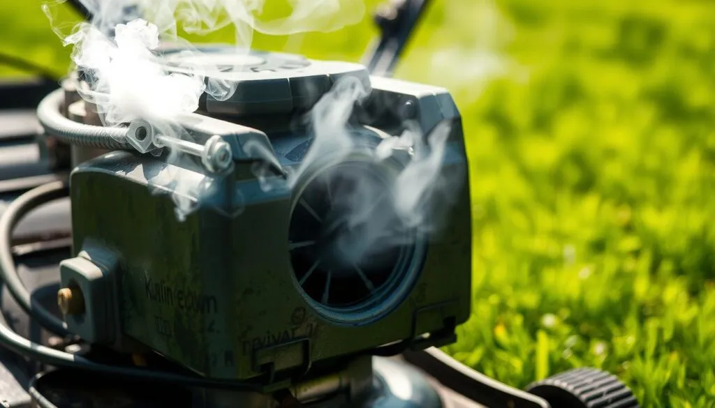 why does lawn mower smoke
