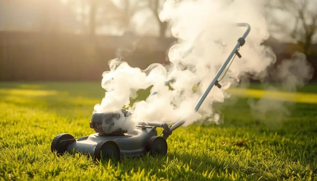 why is my push mower smoking white