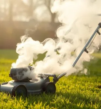 why is my push mower smoking white