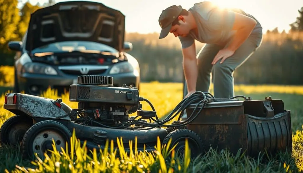 can you jump a lawn mower with a car