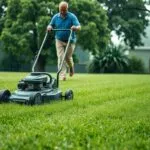 is it okay to mow the grass when wet