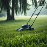 can you mow when grass is wet